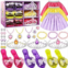 CUKU Princess Dress Up Toys & Jewelry Boutique - Complete Set with Costumes, Skirts, Shoes, Crowns, Accessories - Ideal Girls Role Play Gift for 3 4 5 6 Year Toddler Birthday Parties Pa