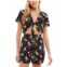 Be Bop womens floral print tie-front mini romper