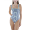 Frankies Bikinis womens printed ruffled one-piece swimsuit