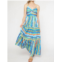 Entro stripe maxi dress in blue/green