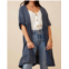 Hayden LA textured short sleeve kimono in blue