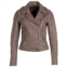 MAURITIUS christy star detail leather jacket in cozy taupe