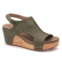 Corkys Footwear womens wedge sandals in olive suede