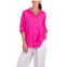 GIGI MODA martina linen button down shirt in hot pink