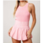 Peach Love back it up sporty romper in pink