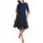 Teri Jon by Rickie Freeman chiffon capelet midi dress