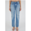 Moussy womens ballard wide straight mid rise jeans in light blue