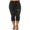 Judy Blue destroyed skinny capri in black