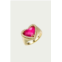 F+H Studios whitney gemstone heart signet ring in gold/pink