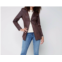 CHARLIE B vintage leather long jacket in chocolate