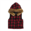 Mudpie girls buffalo check hooded vest in red