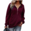 Miss Sparkling jenette quilted half zip pullover sweatshirt in maroon