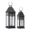 HouzBling lantern (set of 2) 16.25h, 20.5h metal/glass