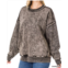 ZENANA french terry mineral wash sweatshirt in charcoal