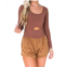 TCEC long sleeve active romper in chocolate