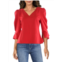 Gracia womens puff sleeve fitted blouse