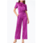 Adelyn rae theo open-back sateen jacquard jumpsuit in purple