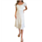 Ee:some puff sleeve midi dress in off white