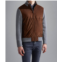 Paul & Shark riviera re-wool full zip sweater with aqualeather body in brown/grey