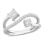 Created Forever 4/5ct tw princess-cut lab-grown diamond 2-stone crossover ring in 14k white gold