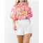 THML puff sleeve flower print top in floral pink