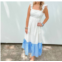 2.7 AUGUST APPAREL mejier midi dress in white/blue