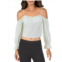 Line & Dot nikki womens embroidered off the shoulder pullover top