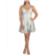 Blondie Nites juniors womens metallic ruffled fit & flare dress