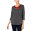 Karen Scott womens striped embroidered pullover top