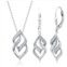 MAX+STONE genuine diamond eternity pendant necklace and dangle earring set in sterling silver, 18