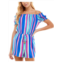 Be Bop juniors womens striped off-the-shoulder romper