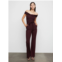 Bailey/44 isabella off the shoulder ponte knit jumpsuit in burgundy