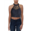 Sequin Hearts juniors womens lace metallic crop top