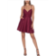 Blondie Nites juniors womens satin mini fit & flare dress