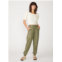 Stateside structured poplin pleated jogger in artichoke