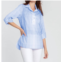 Hinson Wu charlotte 3/4 sleeve ombre gingham tunic in sky blue/white