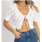 Emory Park crochet front tied crop top in white