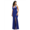 After Six plunge halter open-back maxi bias dress with low tie back