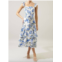 SUGARLIPS truth be told tiered midi dress in blue/white