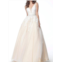 JVN embellished sleeveless evening gown in white/nude