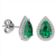 SSELECTS 3 carat pear shape emerald and halo diamond earrings in sterling silver