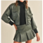 RESET by Jane leather bomber jacket in olive