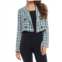 Adore tweed crop double breasted jacket in blue multi