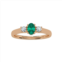 SSELECTS 1/2 carat oval shape emerald and two diamond ring in 14 karat rose gold