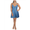 Blondie Nites juniors womens satin lace-up fit & flare dress