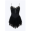 SUN IMPERIAL bustier lace-trimmed satin mini dress in black
