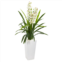 HomPlanti cymbidium orchid artificial plant in white tower planter 4.5