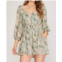 SHE + SKY floral romper with smocked waist in mint blush print