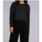 Sympli go to cropped t 3/4 sleeve top in black emboss