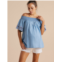 A Pea in the Pod embroidered chambray maternity top